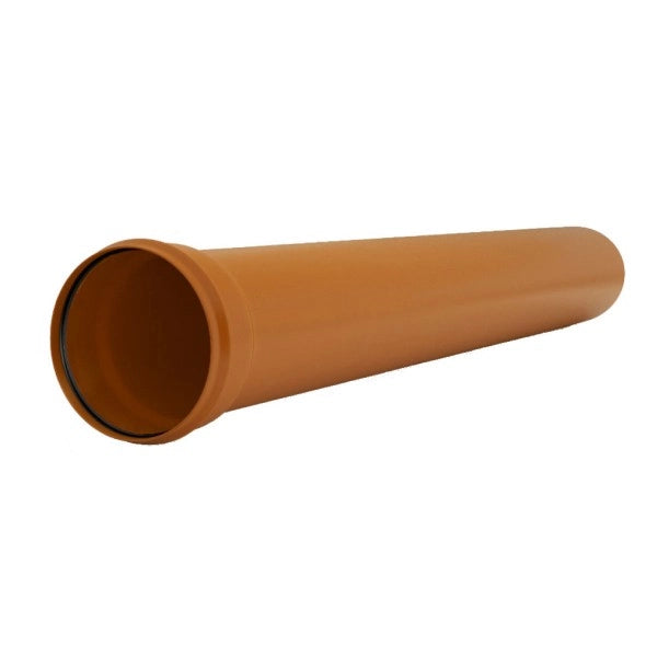 TUBO 2 BICCHIERI AD INNESTO IN PVC CON GUARNIZIONE RAL 8023 - ø100 MT 1  RAL 8023