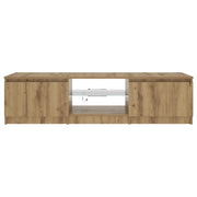 Mobile TV sospeso dal design moderno dimensioni 140 x 40 x 36 cm con illuminazione ambientale a LED di tendenza in legno di rovere ingegnerizzato. Codice articolo: 02_0050861.