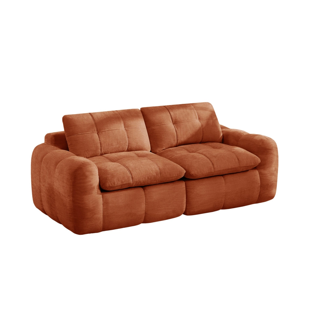 Divano modulare 2 posti 194x97 cm arancione in chenille; seduta profonda