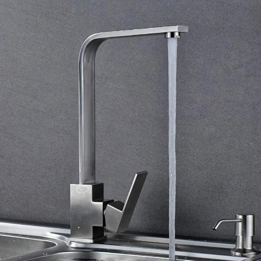 Rubinetto miscelatore in acciaio inox satinato canna alta lavello cucina 52690