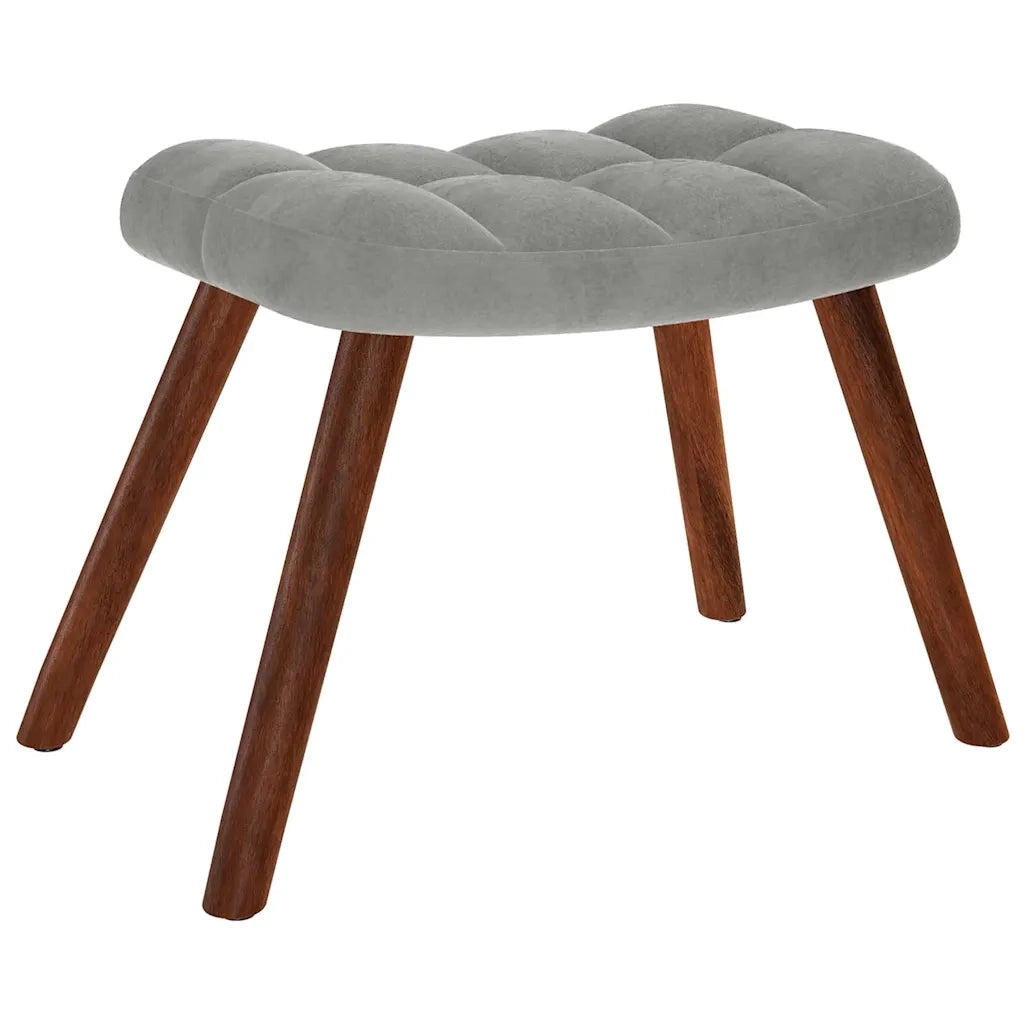 Sedia a dondolo con sgabello in velluto grigio chiaro CFW7116419