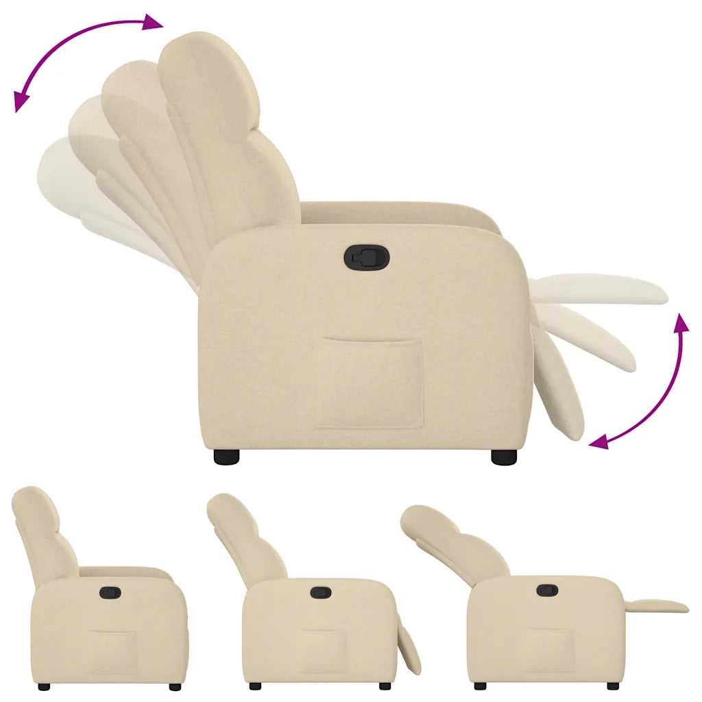Divano Sedia-Poltrona Reclinabile in Tessuto Crema 361308