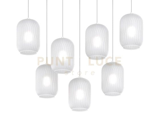 SOSPENSIONE OTTONE SAT. 7 LUCI RETTANGOLARE VETRI BIANCO FOG 1181OS-S7 R-BF