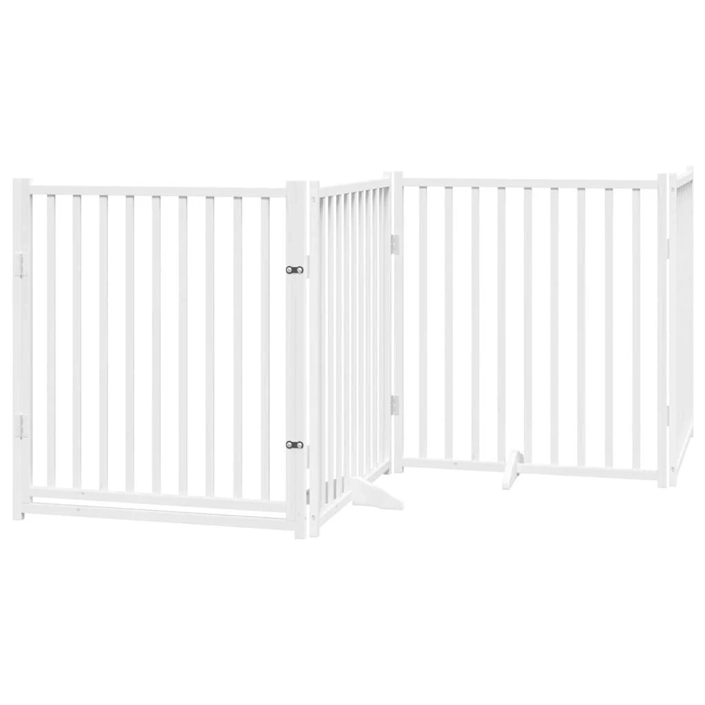 Cancelletto di sicurezza per animali domestici porta pieghevole 10 pannelli legno di pioppo bianco 02_0023117
