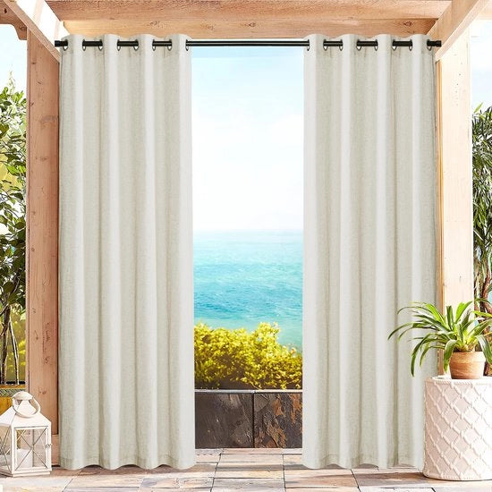 Schiaccio Bordo Acqua - Trasparente - Filtri Luce - Lino - 140B x 213H cm (2 Panne) - Per Balcone/Terrazza - Bordo Giardino