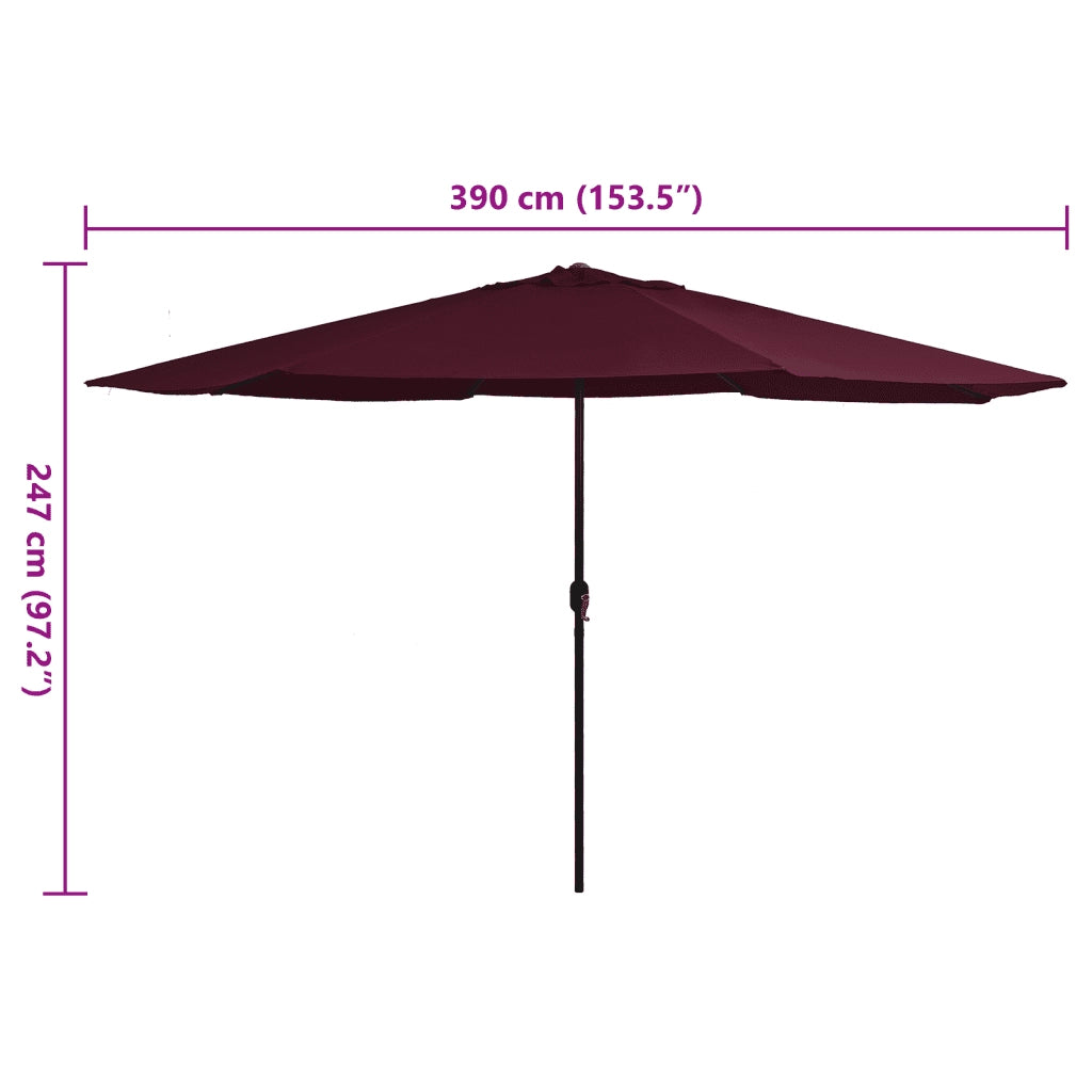 Ombrellone da Esterni con Palo in Metallo 390 cm Rosso Bordò 47382