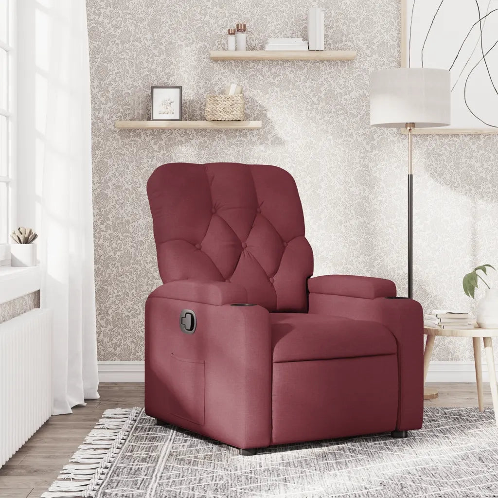 Poltrona | Sedia Relax Reclinabile in Tessuto Rosso Vino