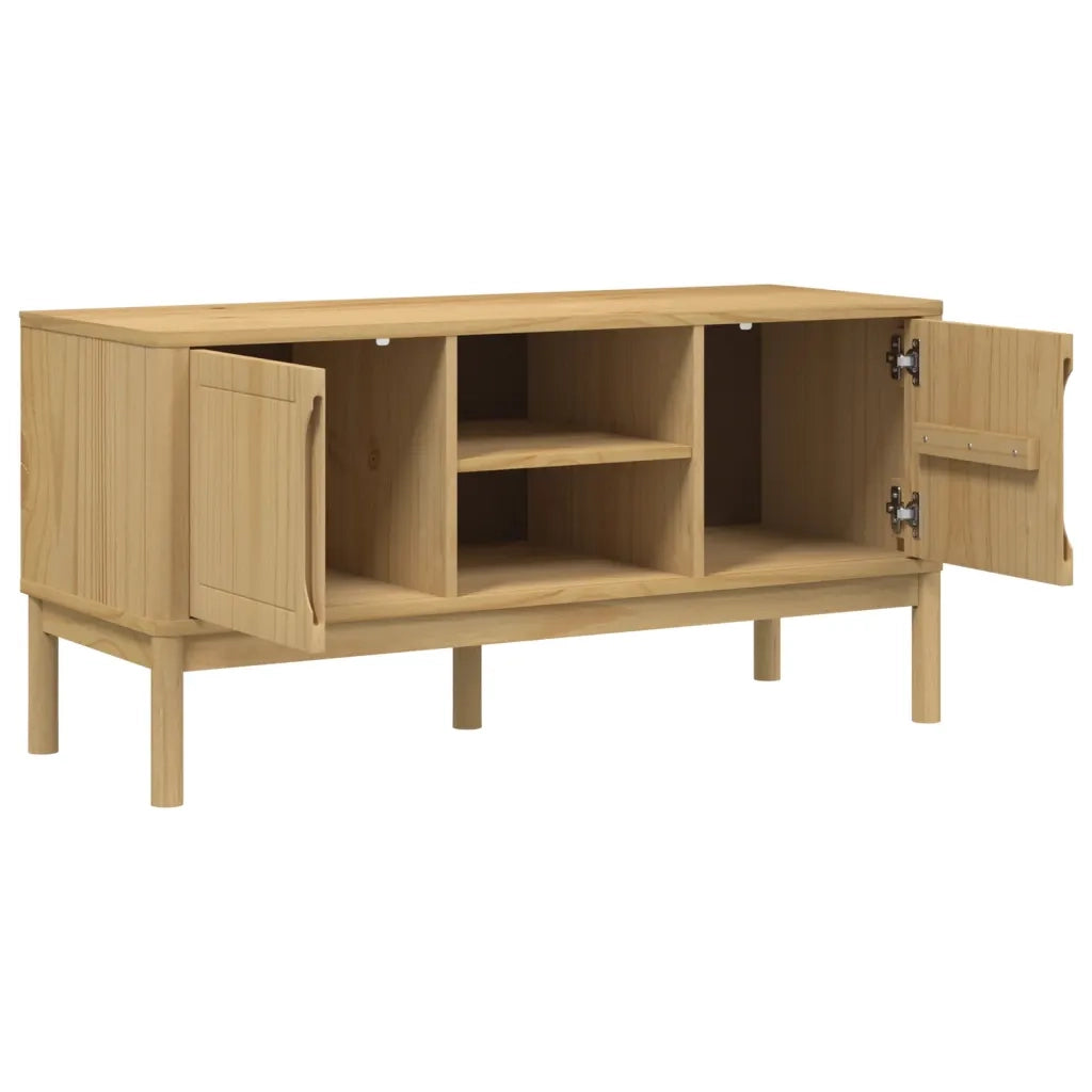 Mobile TV FLORO Marrone Cera 114x43x55 cm in Legno di Pino 374014