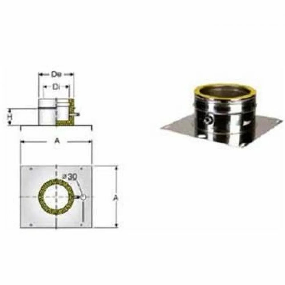 Inox doppia parete piastra base con gocciolatore d.080 130