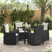 Set da Pranzo per Giardino 5 pcs Nero polyrattan 3380940