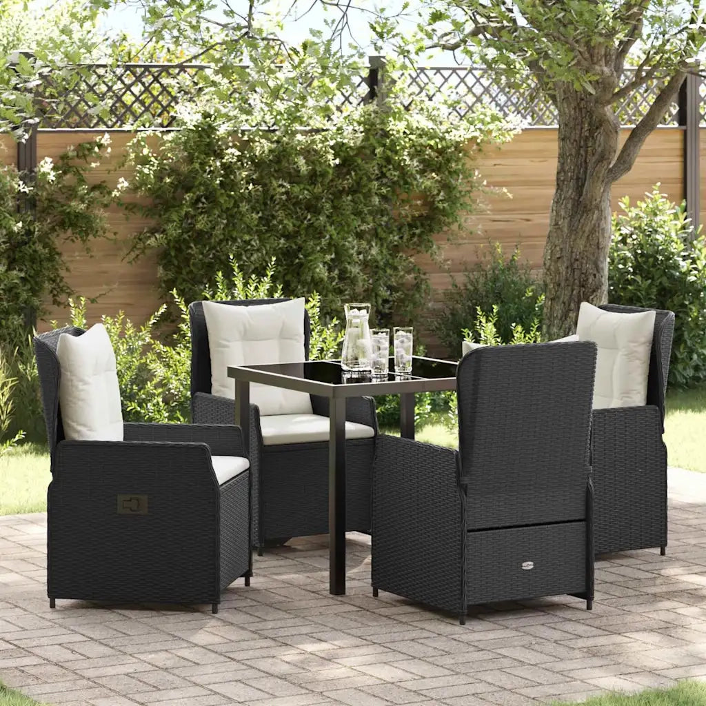 Set da Pranzo per Giardino 5 pcs Nero polyrattan 3380940