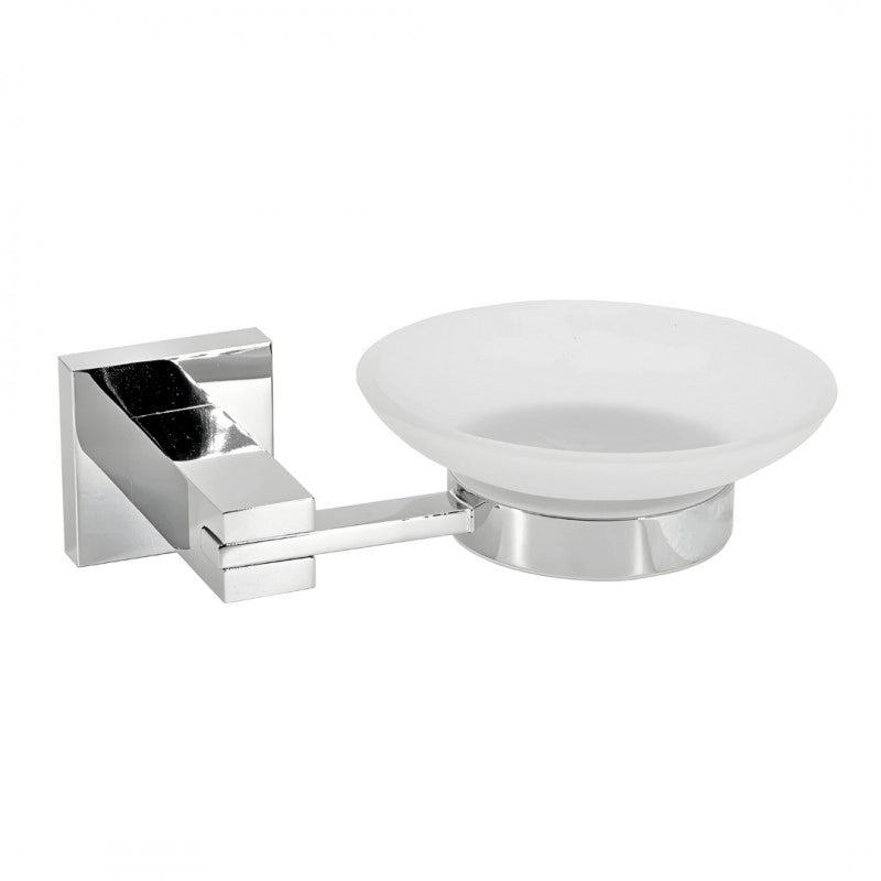 Porta sapone in ottone cromato lucido per bagno linea calendula piattino vetro satinato *** finitura- cromo lucido, c...