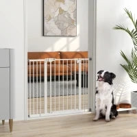 Cancellino per Cani Regolabile fino a 100 cm Senza Viti con 2 Estensioni e Altezza 72 cm, Bianco