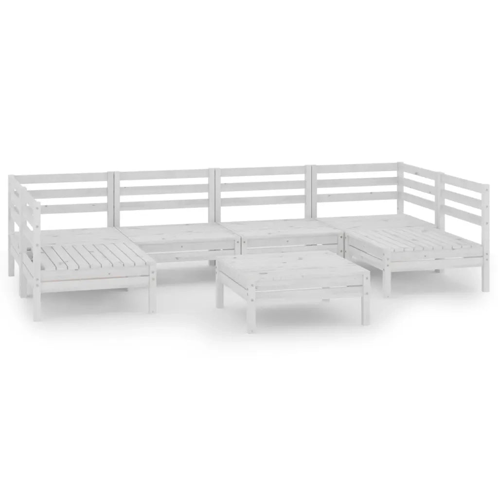 Set Divani da Giardino 7 pz Bianco in Legno Massello di Pino cod mxl 36807