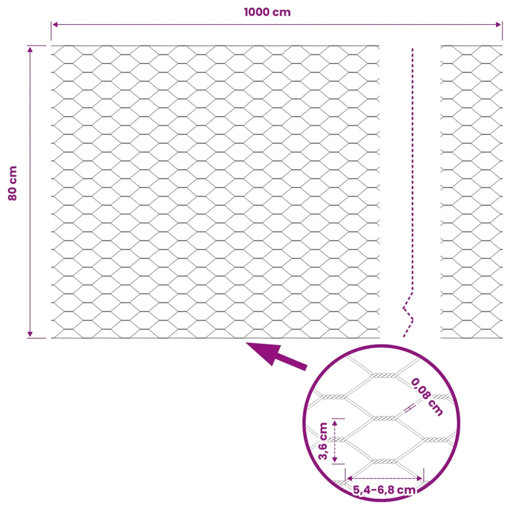 Recinzione Esagonale Verde 0,8 x 10 m PVC 42005343