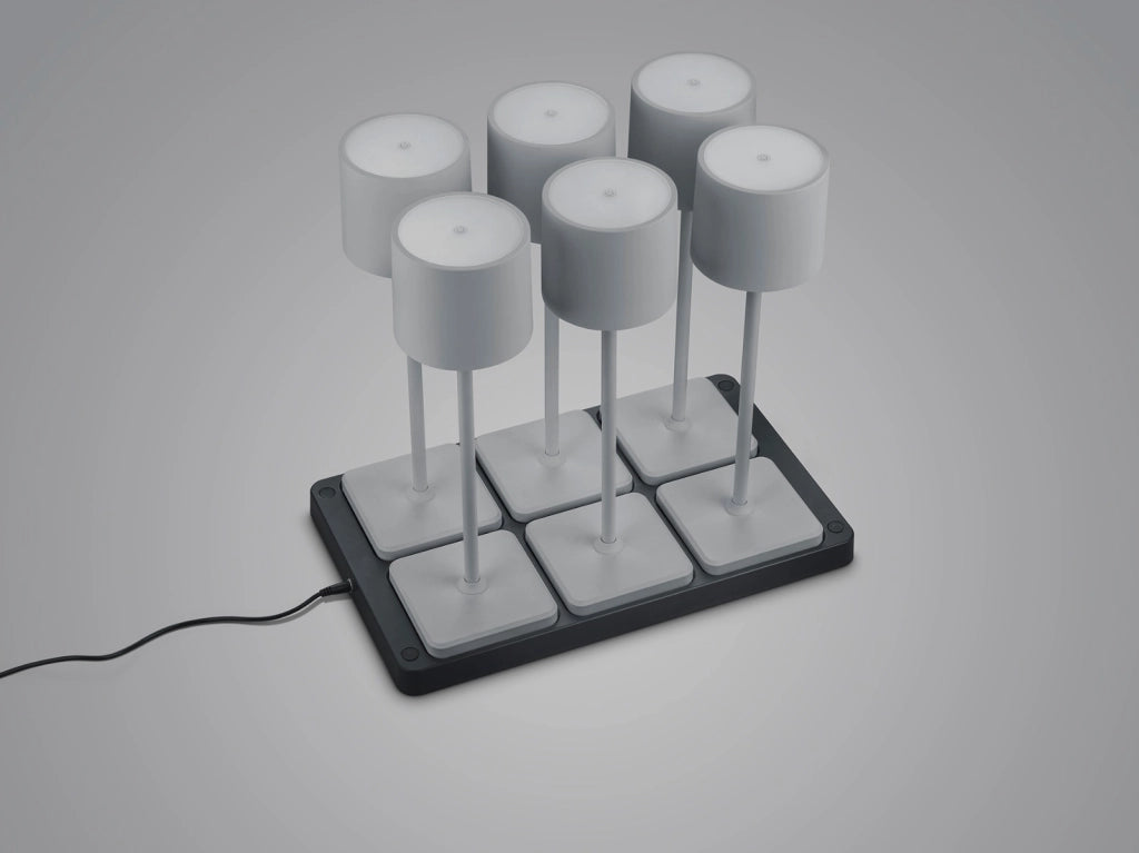 Set 6 lampade da tavolo ricaricabili con base grigie FERNANDEZ