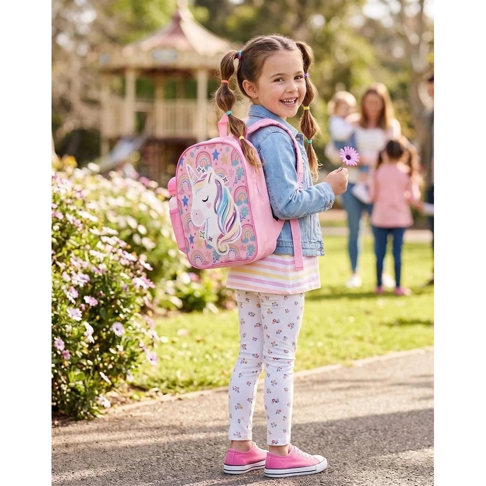 Trade Shop - Zaino Zainetto Asilo Unicorno 30cm Con Borraccia Da 400 Ml Scuola Tempo Libero 736598a -
