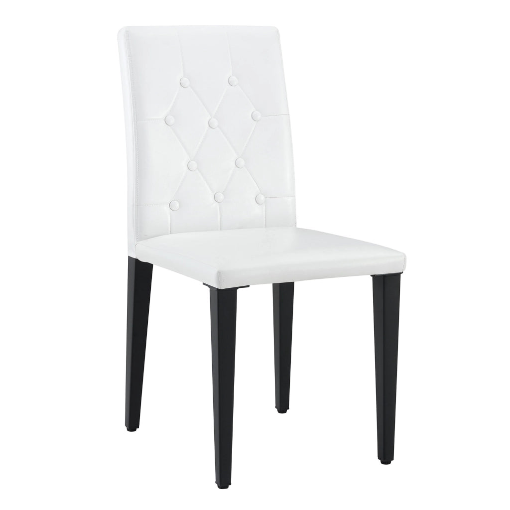 Sedia da Pranzo Set 4 Pezzi con Seduta in Schiuma, Gambe in Metallo, Similpelle Bianca e Nera