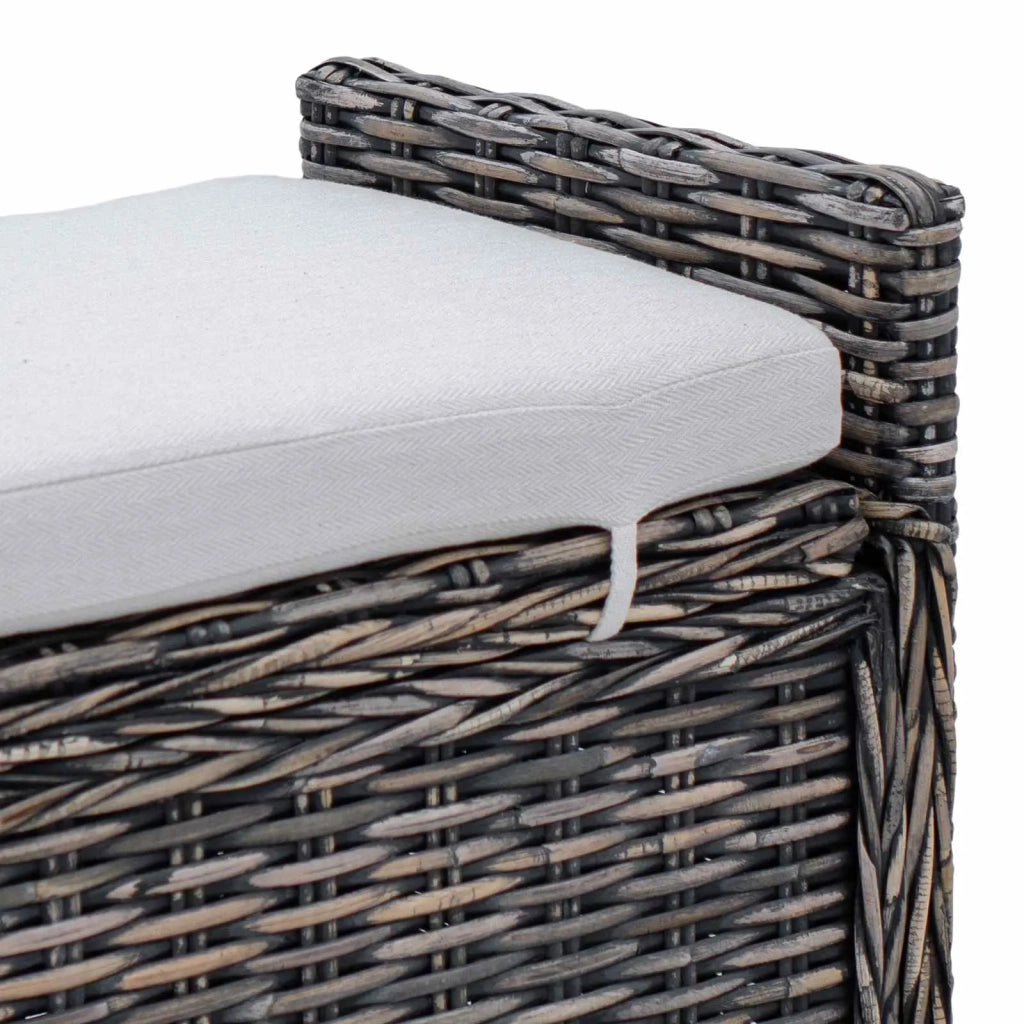 Panchina con contenitore Nero Lavato 110 x 40 x 50 cm Rattan 42011576