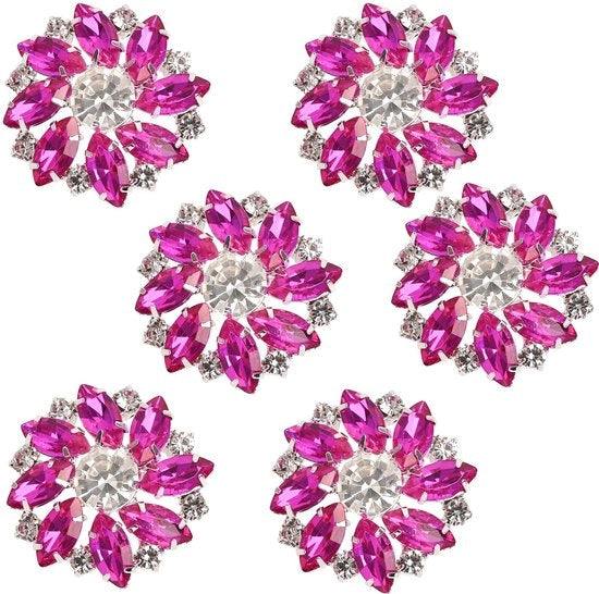 Bottoni decorativi con cristalli 6 pezzi - Bottoni floreali con cristalli - Bottoni con cristalli adeggiabili - Bottoni decorativi - Bottoni di legatura - Bottoni unici con testura di strass - Bottoni decorativi per decorazione