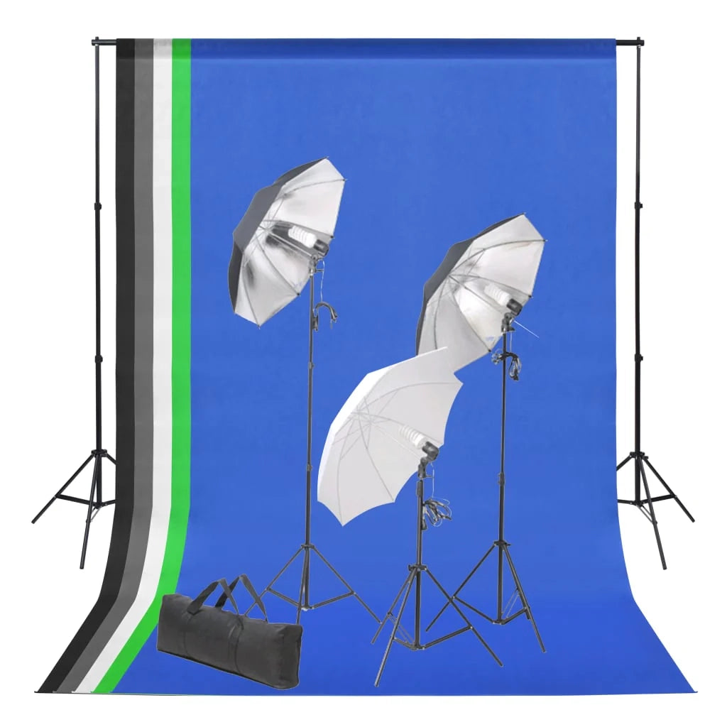 Kit professionale per studio fotografico con 5 fondali e set di illuminazione 02_0001488