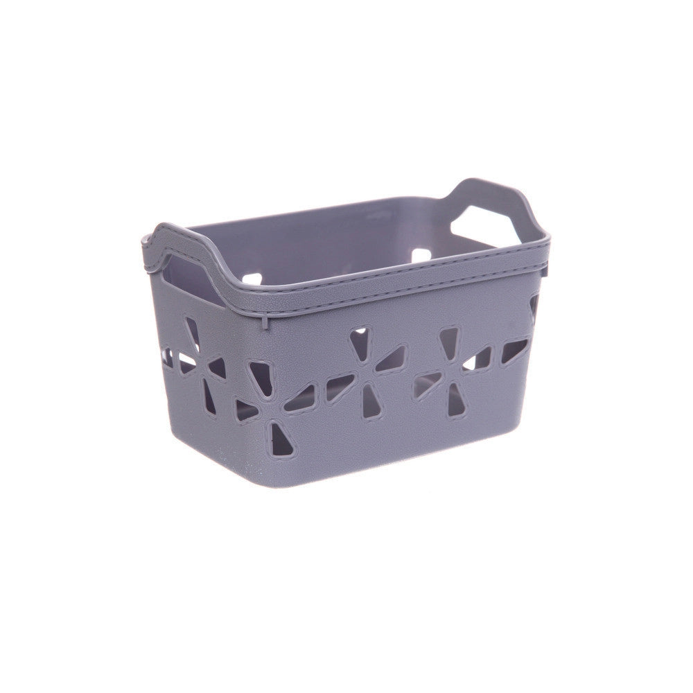 Trade Shop - Set 2 Pz Cesto Portaoggetti Cestino Porta Tutto Con Maniglie 18,5x12x12 Cm 10723 -