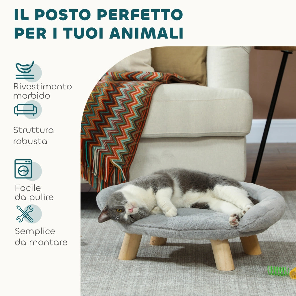 Cuccia Divanetto per Cani e Gatti Sfoderabile ¨C Minimal ¨C Grigio 47x40x20 cm