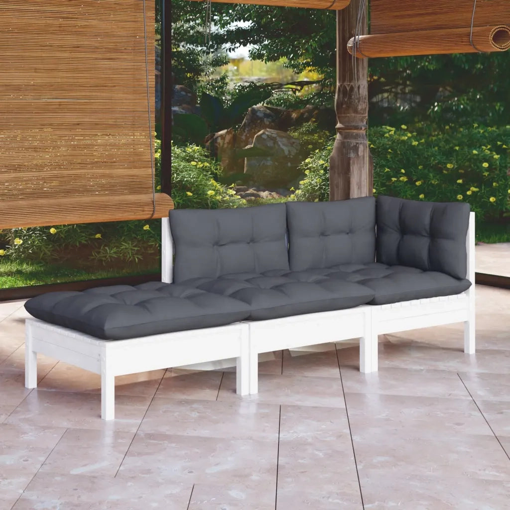 Set Divani da Giardino 3 pz | Set Salotto da Giardino con Cuscini Legno Massello di Pino