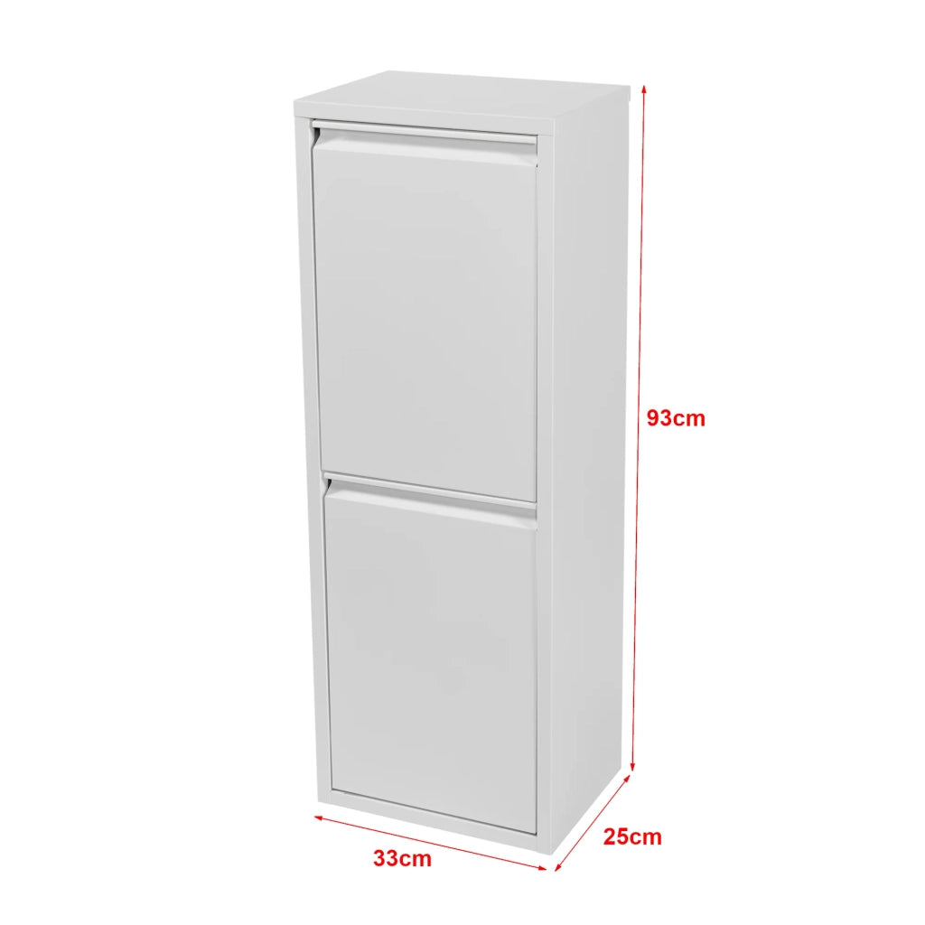 Cestino per la raccolta differenziata da parete con 2 scomparti estraibili 93 x 33 x 25 cm bianco 03_0008198