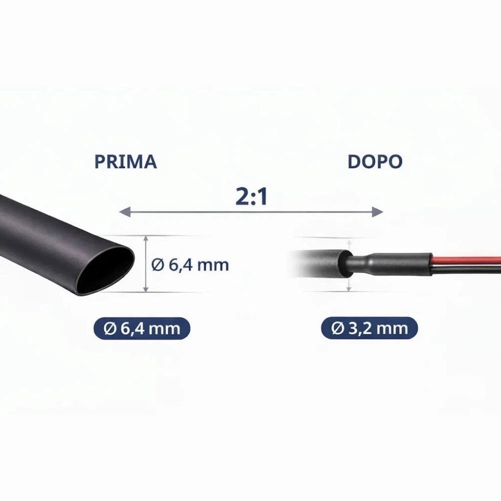 Raytech rgpo-b guaina termorestringente nera 1,2 m poliolefina reticolata *** diametro 6,4 millimetri, confezione 1