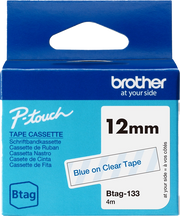 Brother BTAG-133 nastro per etichettatrice Blu su trasparente