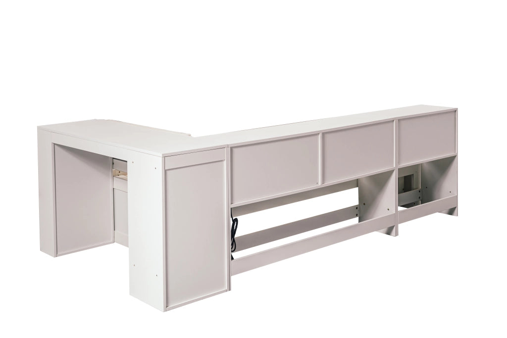 Letto Combinato 90x200 cm con Scrivania; 2 Cassetti; Presa UE e Mensole