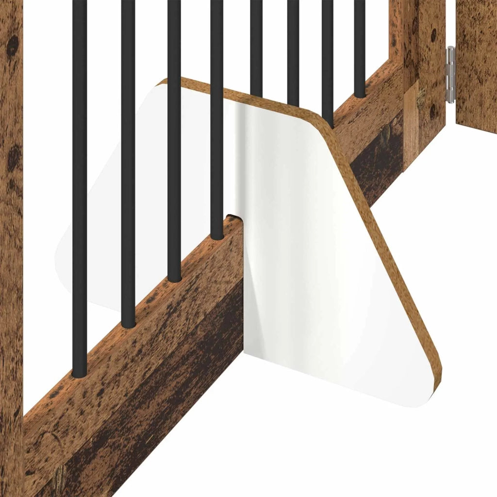 Cancello per cani con supporti 2 pz Legno antico 80 x 60 cm CFW2593585