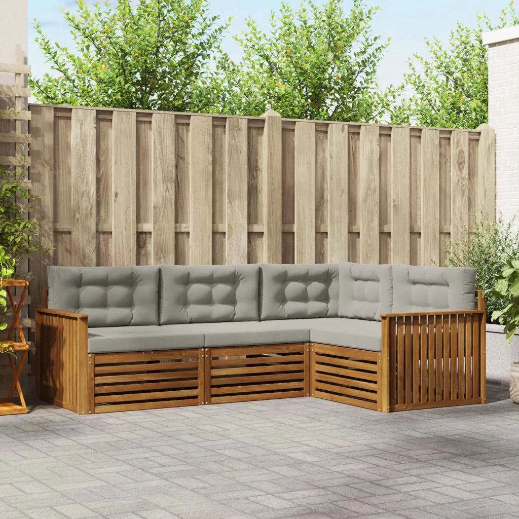 Set di divani da esterno 4 pcs Grigio Naturale e Chiaro