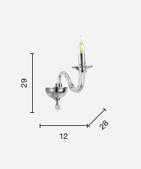 APPLIQUE RAVEL 1 LUCI BIANCO E CROMO ATTACCO E14 H.29CM