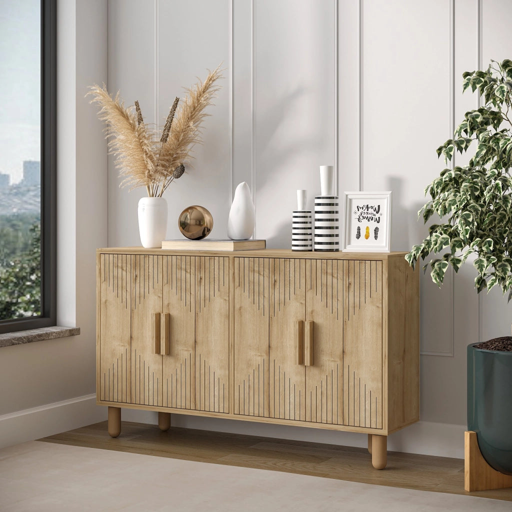 Credenza in legno "Roger" - 120 x 29 x 73 cm - Rovere Zaffiro