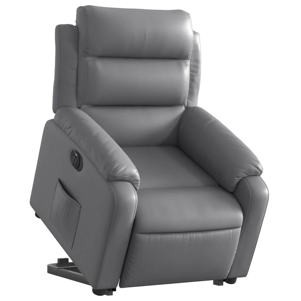Poltrona Alzapersona Reclinabile Grigio in Similpelle 3205059