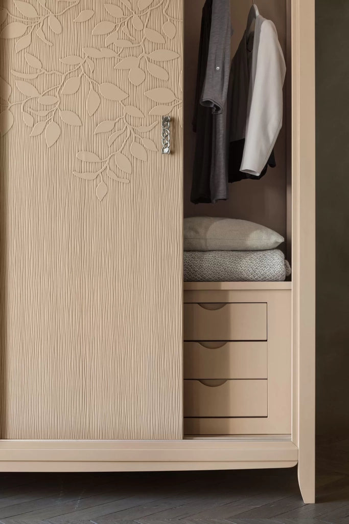 Armadio 2 ante scorrevoli in legno con decoro foglia naturale l.200 p.64 h.220 - Mobili 2G
