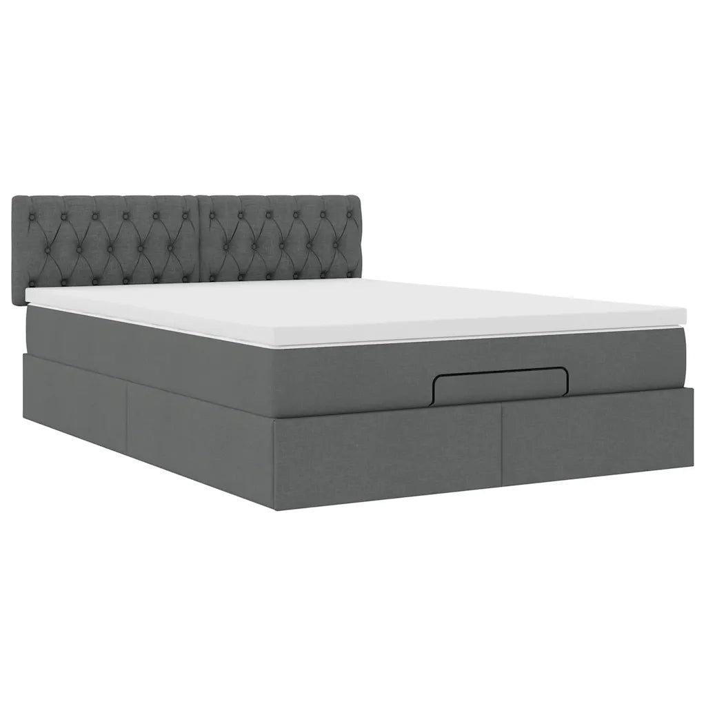 Pouf Letto con Materasso Grigio Scuro 140x200 cm in Tessuto 3311547