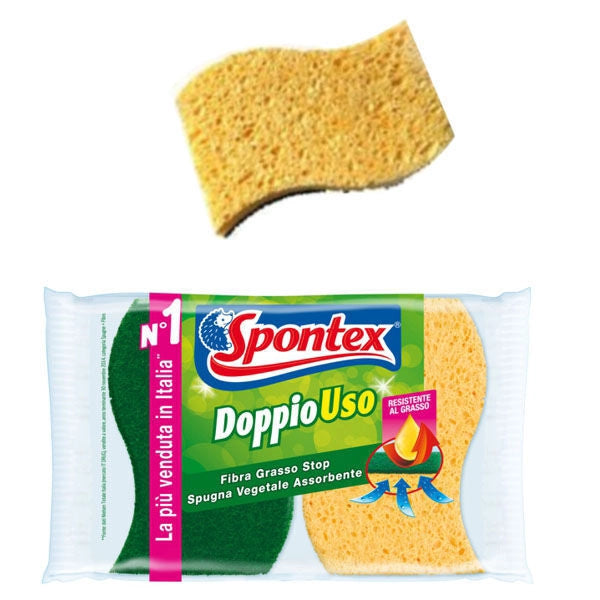 Spontex Spugna Fibra Verde Doppio Uso 2 Pezzi