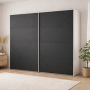 Guardaroba 2 ante Kauri, Mobile camera da letto, Cabina armadio portabiti, Armadio appendiabiti, 243x61 h220 cm, Bianco e Nero