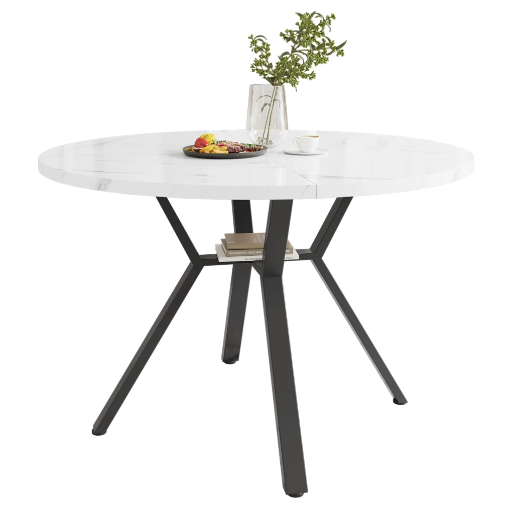 Tavolo da pranzo rotondo Ø100 cm effetto marmo in MDF