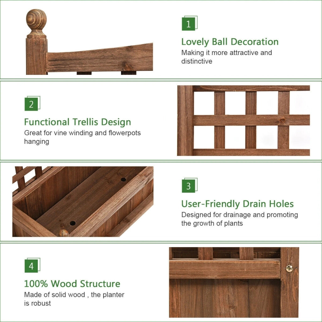 Fioriera in Legno con Spalliera per Piante Rampicanti Robusta e Resistente per Giardino e Balcone