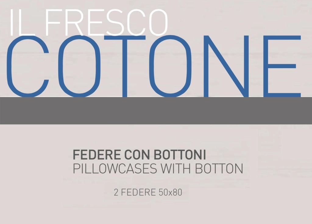 Coppia Federe Cuscino Letto Bottoni Laterali 100% Cotone Disegno Natura GI - Federe - Beige