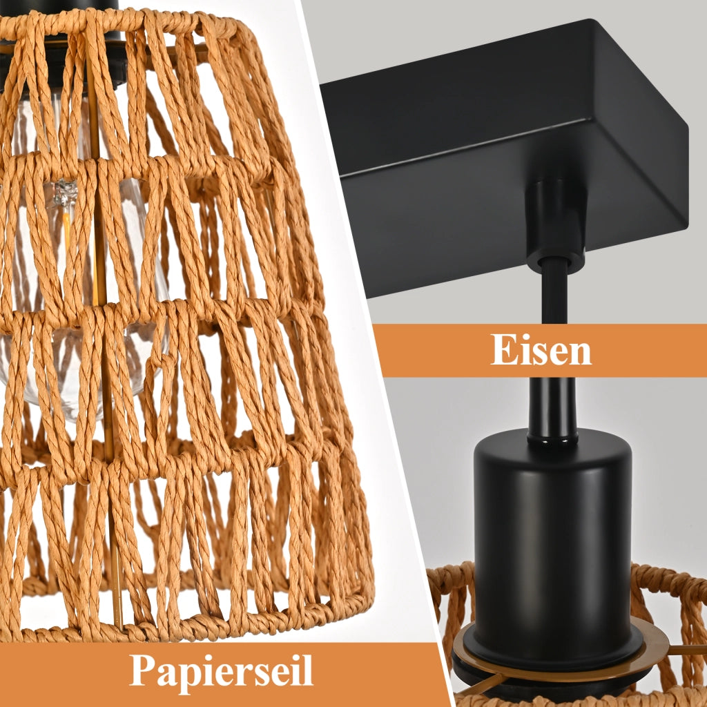 Lampada a sospensione ZMH per sala da pranzo 3 luci nera 120 cm altezza regolabile