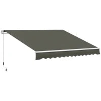 Tenda da Sole per Esterno Avvolgibile a Bracci con Apertura a Manovella, 350x250 cm, Grigio