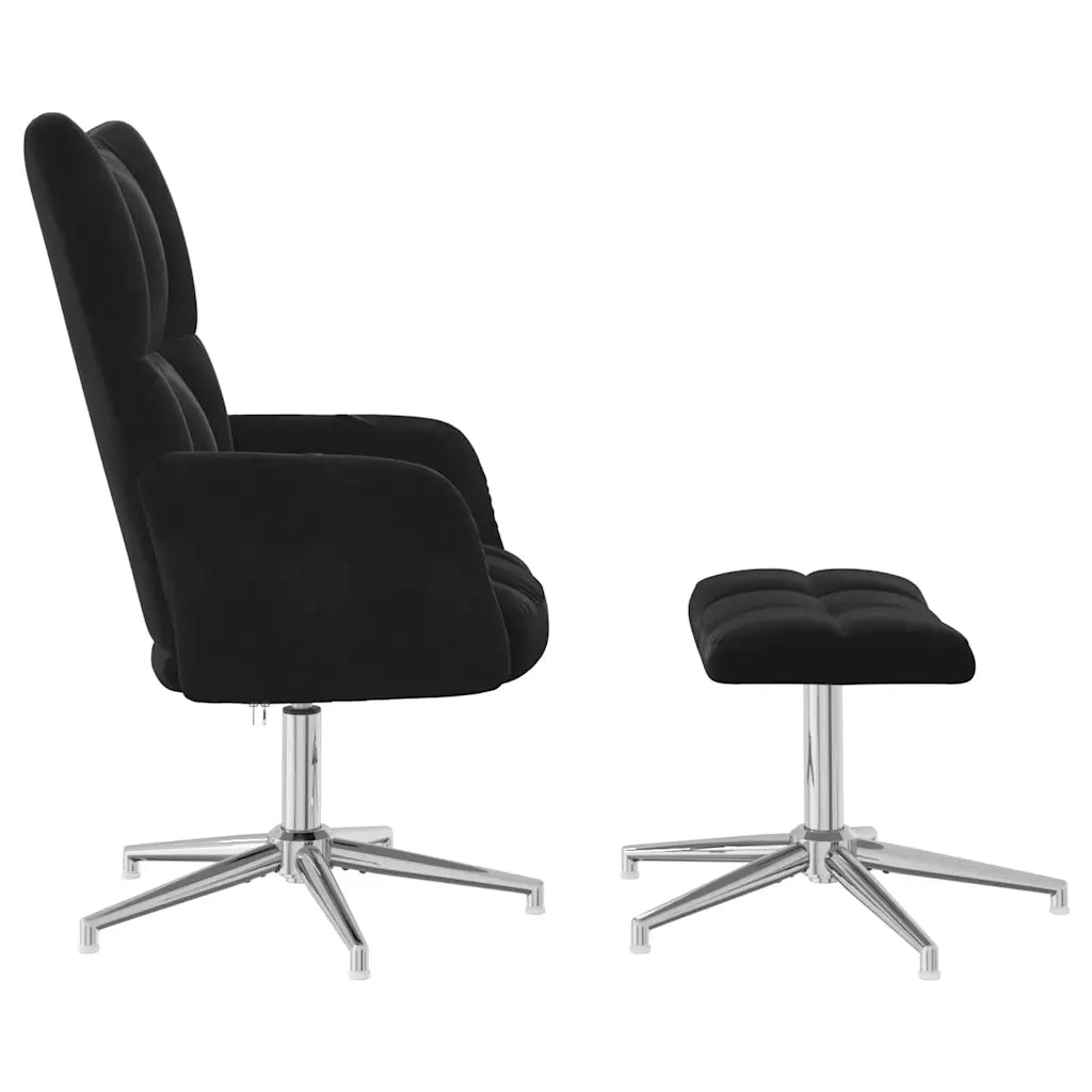 Poltrona Relax con Poggiapiedi Nera in Velluto cod mxl 35622