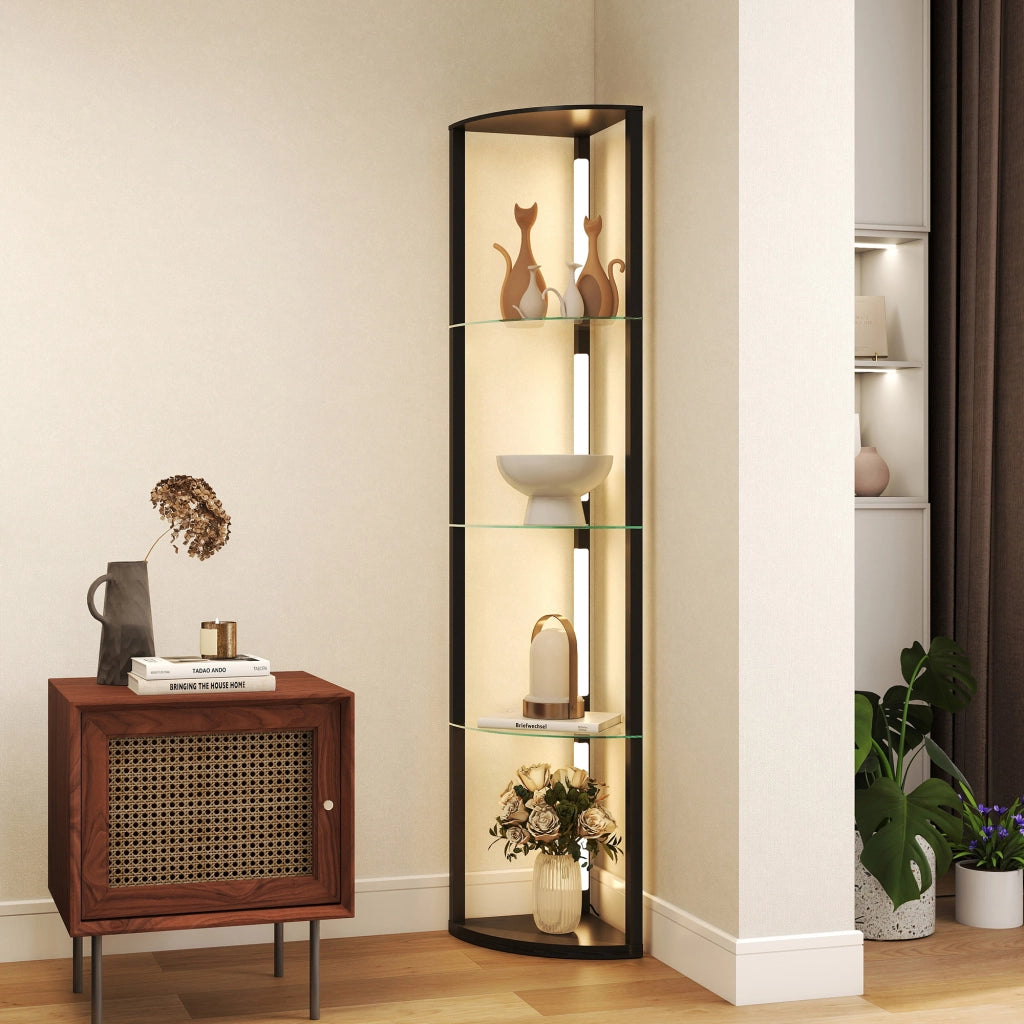 Lampada da Terra con 5 Ripiani e Luce LED, 3 Livelli di Luminosit¨¤ e Interruttore a Pedale, Nero