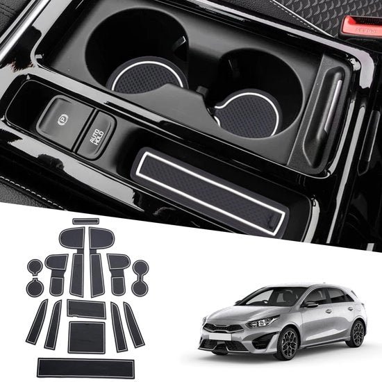 Accessori per Kia Ceed SW GT Proceed GT | XCeed GT 2018-2024 2025 Mattoncini in gomma per tappeti di ingresso, mattoncini antiscivolo per XCeed, mattoncini per console centrale, tappeto per bicchiere per Ceed Accessori
