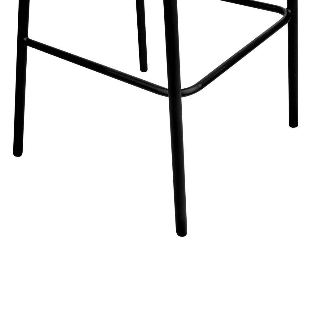 Set di 2 sedie da bar Rivestimento in bouclé grigio Gambe in metallo nero Sgabelli senza braccioli Schienale curvo Sala da pranzo moderna Cucina